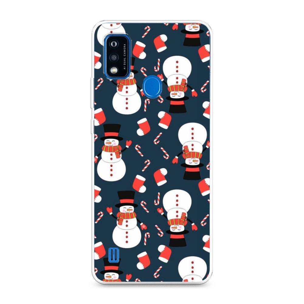 

Чехол на ZTE Blade A51 "Синие снеговики", Синий;белый;красный, 134550-5