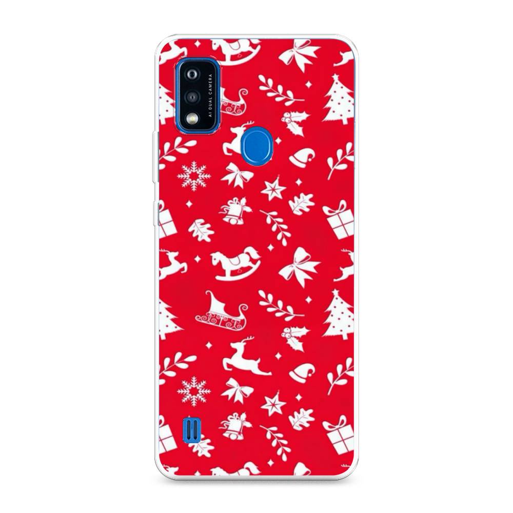 

Чехол на ZTE Blade A51 "Красный новогодний фон", Красный;белый, 134550-5