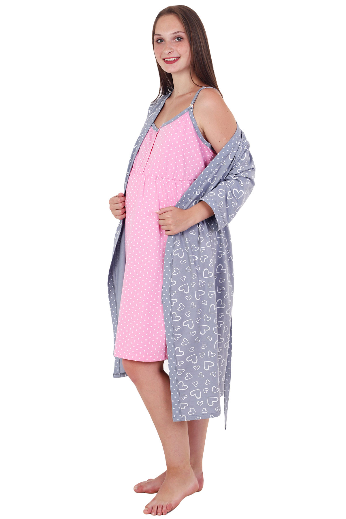 Комплект домашний для беременных женский Оптима Трикотаж 22-0330 серый 54 RU