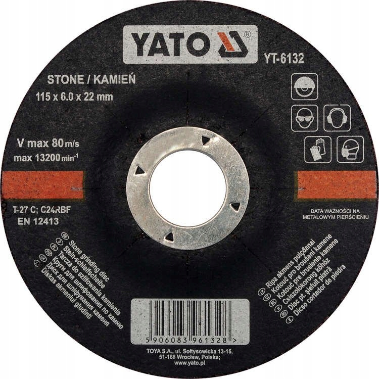 Диск Зачистной По Камню 115х6,0х22 YATO арт. YT6132 резиновый зачистной диск norm