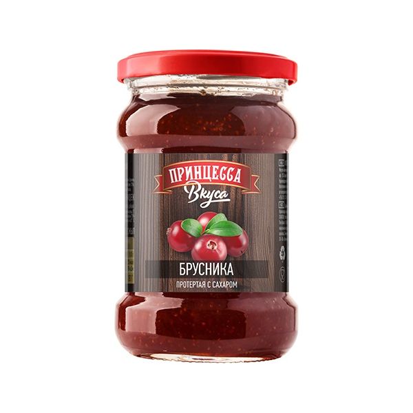 

Протертые ягоды Принцесса вкуса брусника с сахаром 280 г