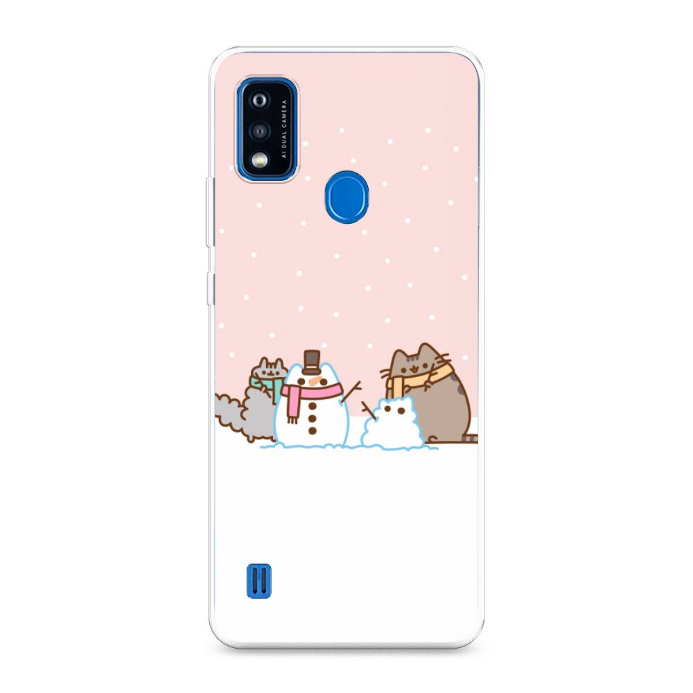 

Чехол на ZTE Blade A51 "Котики в снегу", Розовый;белый;серый, 134550-5
