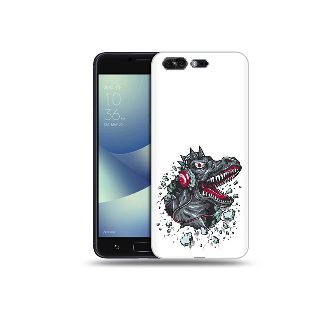 

Чехол MyPads Tocco для Asus ZenFone 4 Pro (ZS551KL) Нарисованный динозавр в наушниках, Прозрачный, Tocco