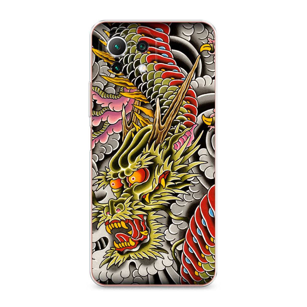 

Чехол на Xiaomi Mi 11 Lite/5G NE "Японский дракон", Желтый;розовый;красный, 310250-4