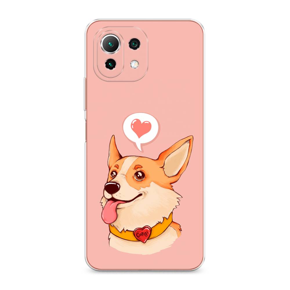 

Чехол на Xiaomi Mi 11 Lite/5G NE "Корги язык", Розовый;коричневый, 310250-1