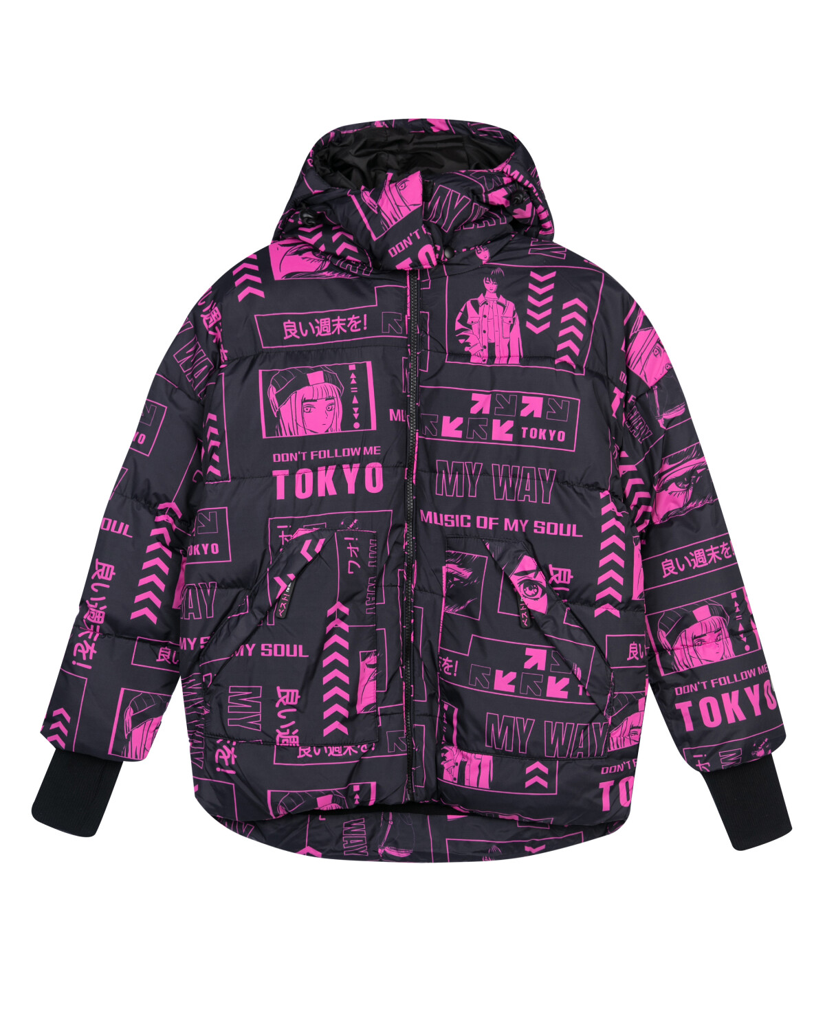 Куртка текстильная с полиуретановым покрытием для девочек PlayToday, сиреневый,черный, 140