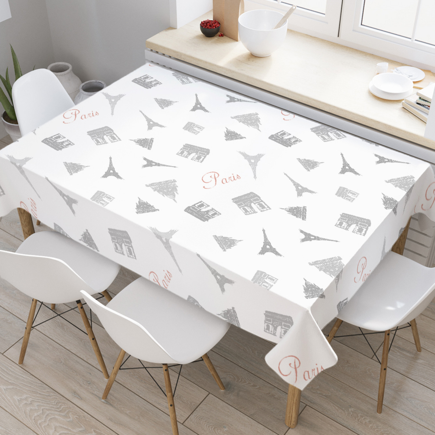 

Скатерть прямоугольная JoyArty "Парижское окружение" из оксфорда, 180x145 см, Белый, Парижское окружение