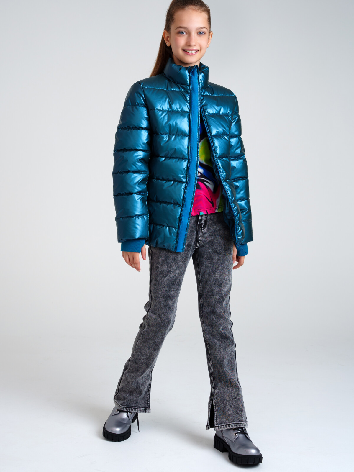 Куртка текстильная с полиуретановым покрытием для девочек PlayToday, синий, 170