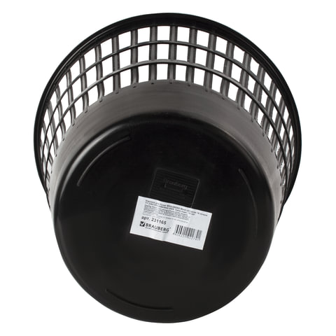 

Корзина для бумаг 16л Brauberg Maxi, круглая сетчатая, пластик, черная (231165), 9шт.