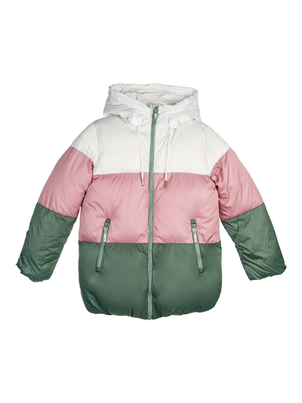 Куртка текстильная для девочек PlayToday, серебро,коричневый,темно-зеленый, 146