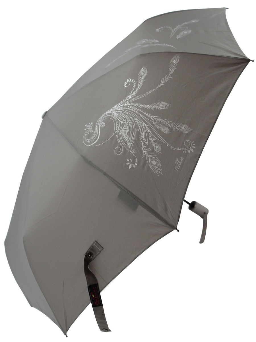 Зонт складной женский автоматический Popular Umbrella 2602 серый