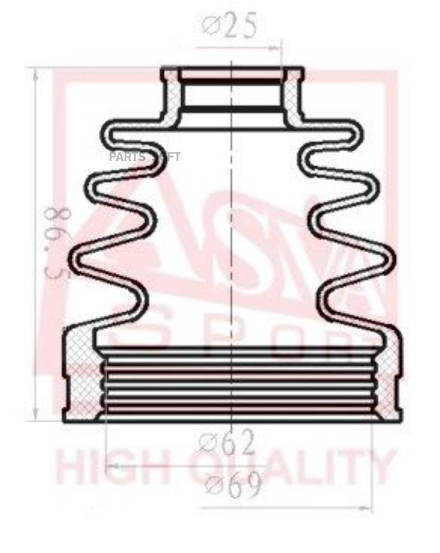 

ASVA ASBT-INCY3 Пыльник ШРУСа (К-кт без смазки) 25x64x79 1шт
