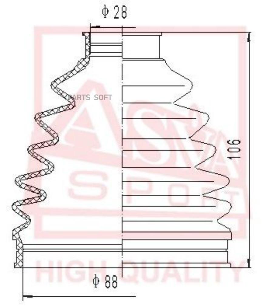 

ASVA ASBT-BT50 Пыльник ШРУСа (К-кт без смазки) 29x104x82 1шт