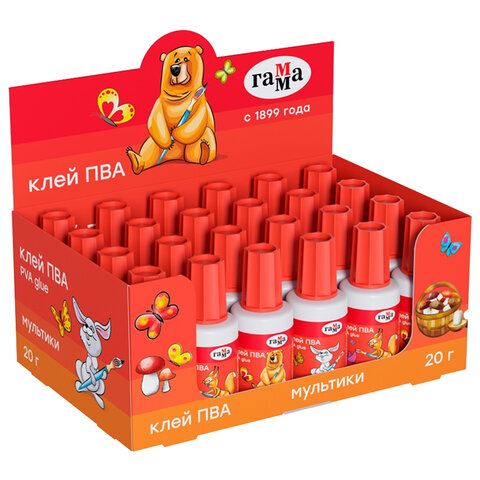 

Клей канцелярский Гамма 20 гр. с кисточкой