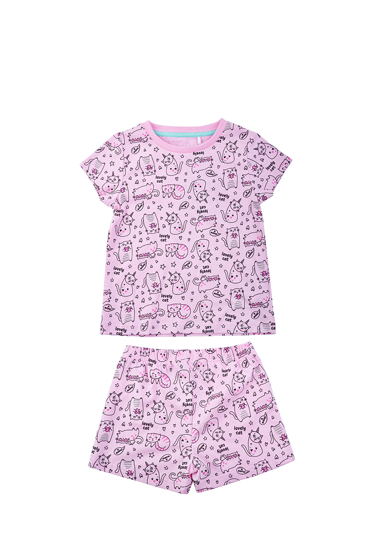 Пижама для девочек: фуфайка (футболка), шорты SS23C999 Max&Jessi 209960 цв.розовый р.4-5