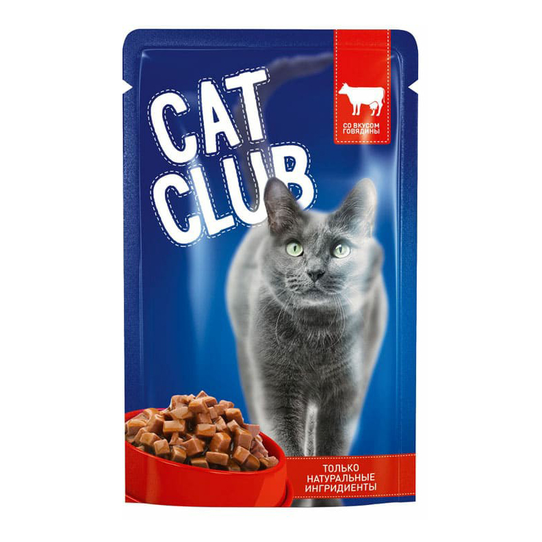 Влажный корм для кошек Cat Club с говядиной, 85 г