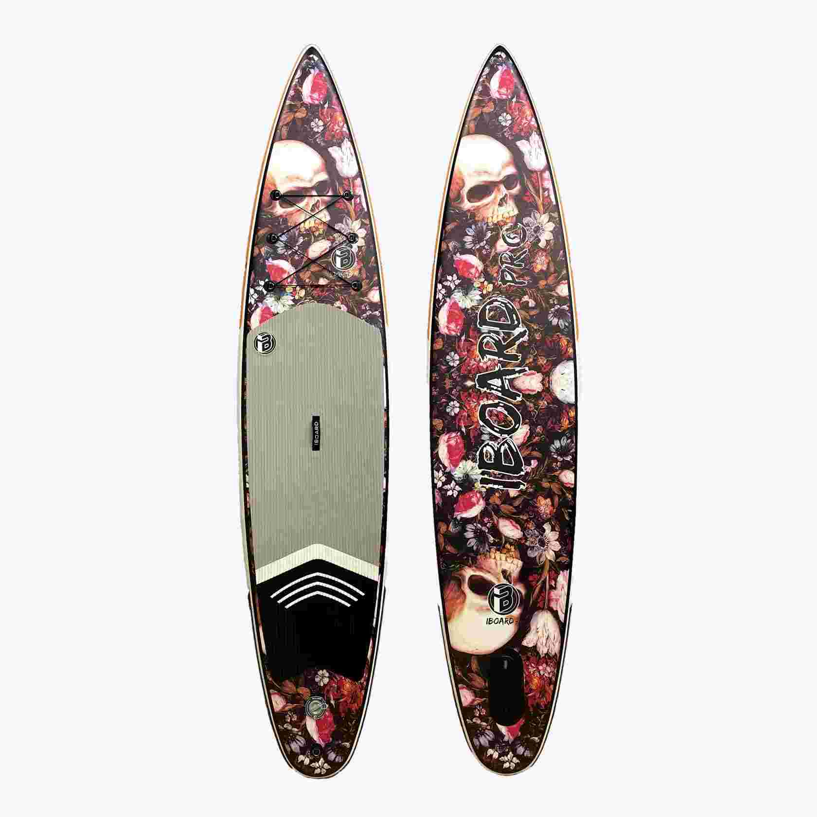 

SUP-борд Iboard Pro 384x81x15 см skulls and flowers, Черный;коричневый;красный, Pro