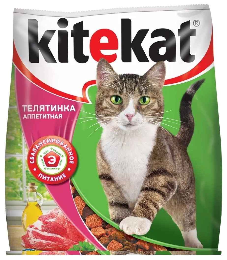

Сухой корм для кошек Kitekat с аппетитной телятиной, 1 кг