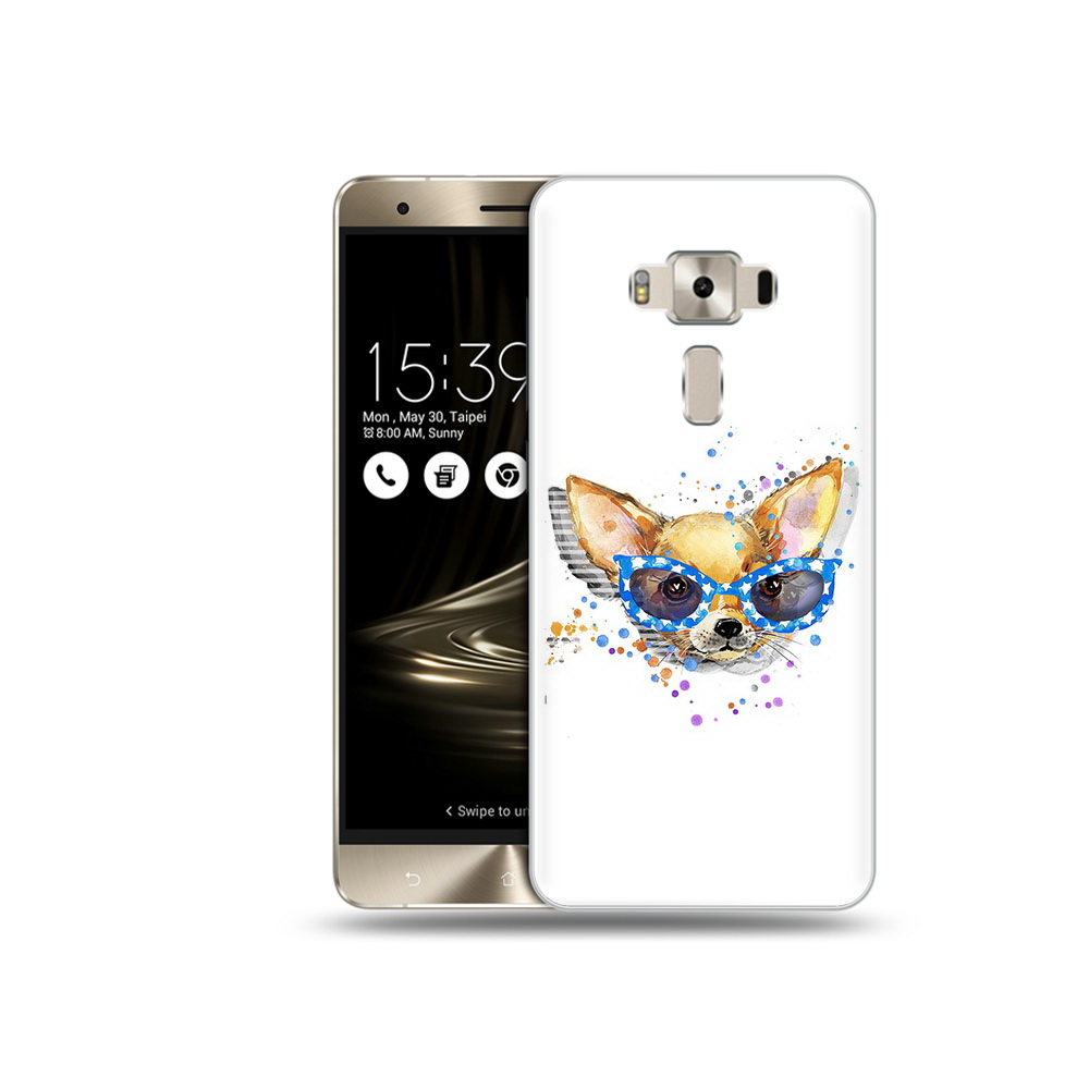 

Чехол MyPads Tocco для Asus ZenFone 3 чихуа-хуа в очках, Прозрачный, Tocco