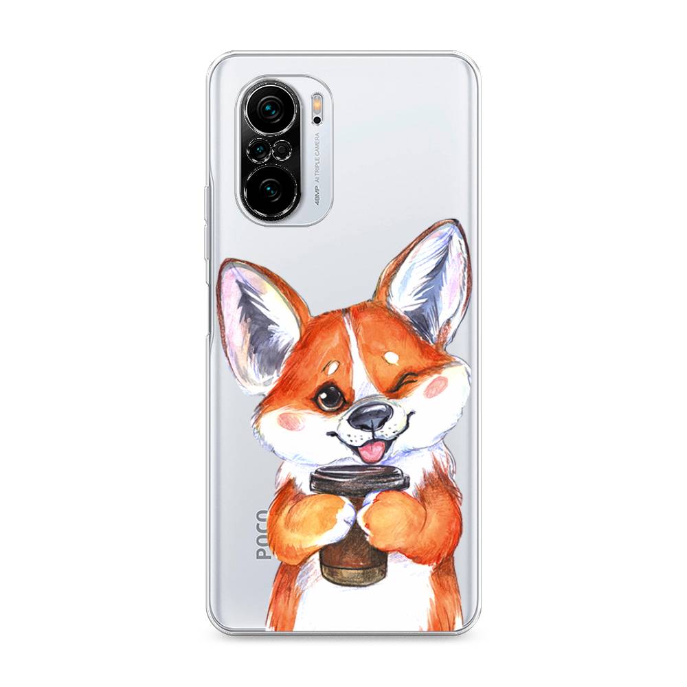 

Чехол на Poco F3/Redmi K40/Mi 11i "Корги с кофе", Оранжевый;белый, 310150-4