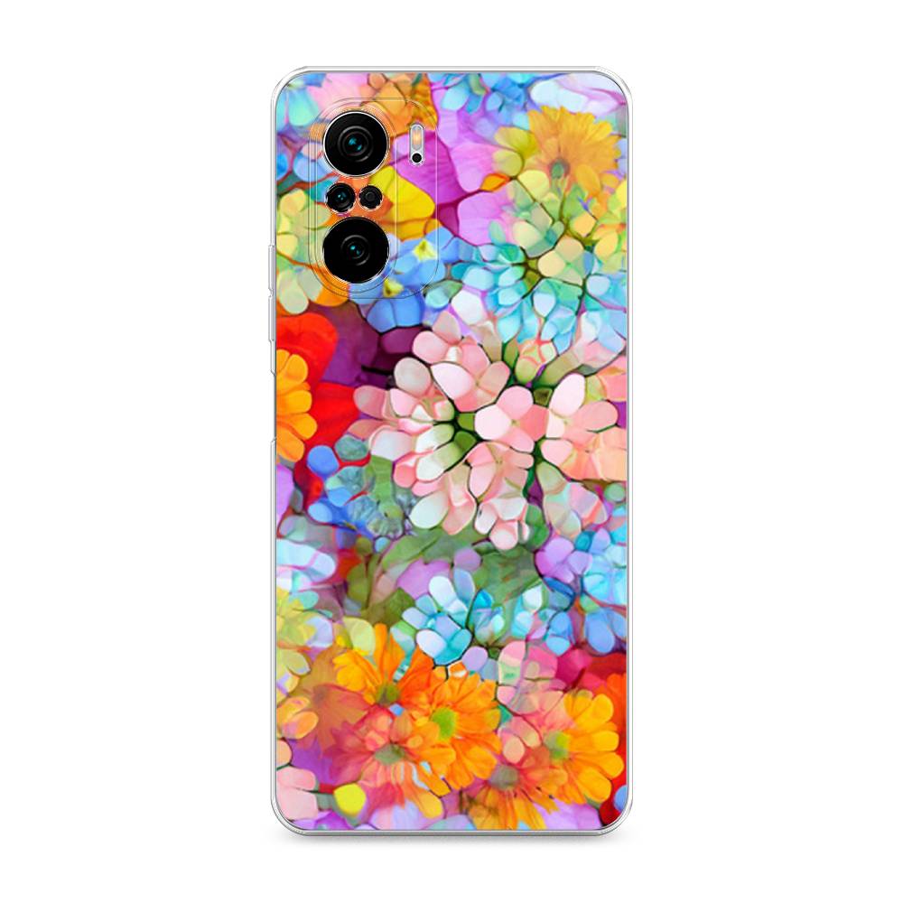 

Чехол на Poco F3/Redmi K40/Mi 11i "Цветы витраж", Оранжевый;розовый;голубой, 310150-3
