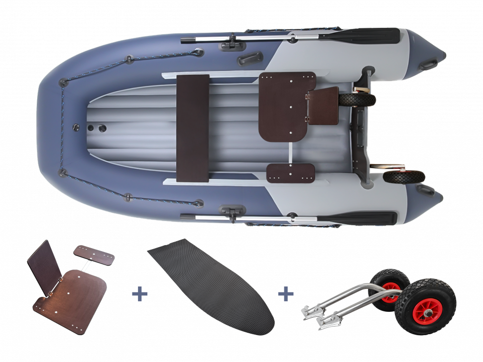 Комплект надувная лодка НДНД Grouper 310 Премиум (серо-синий)