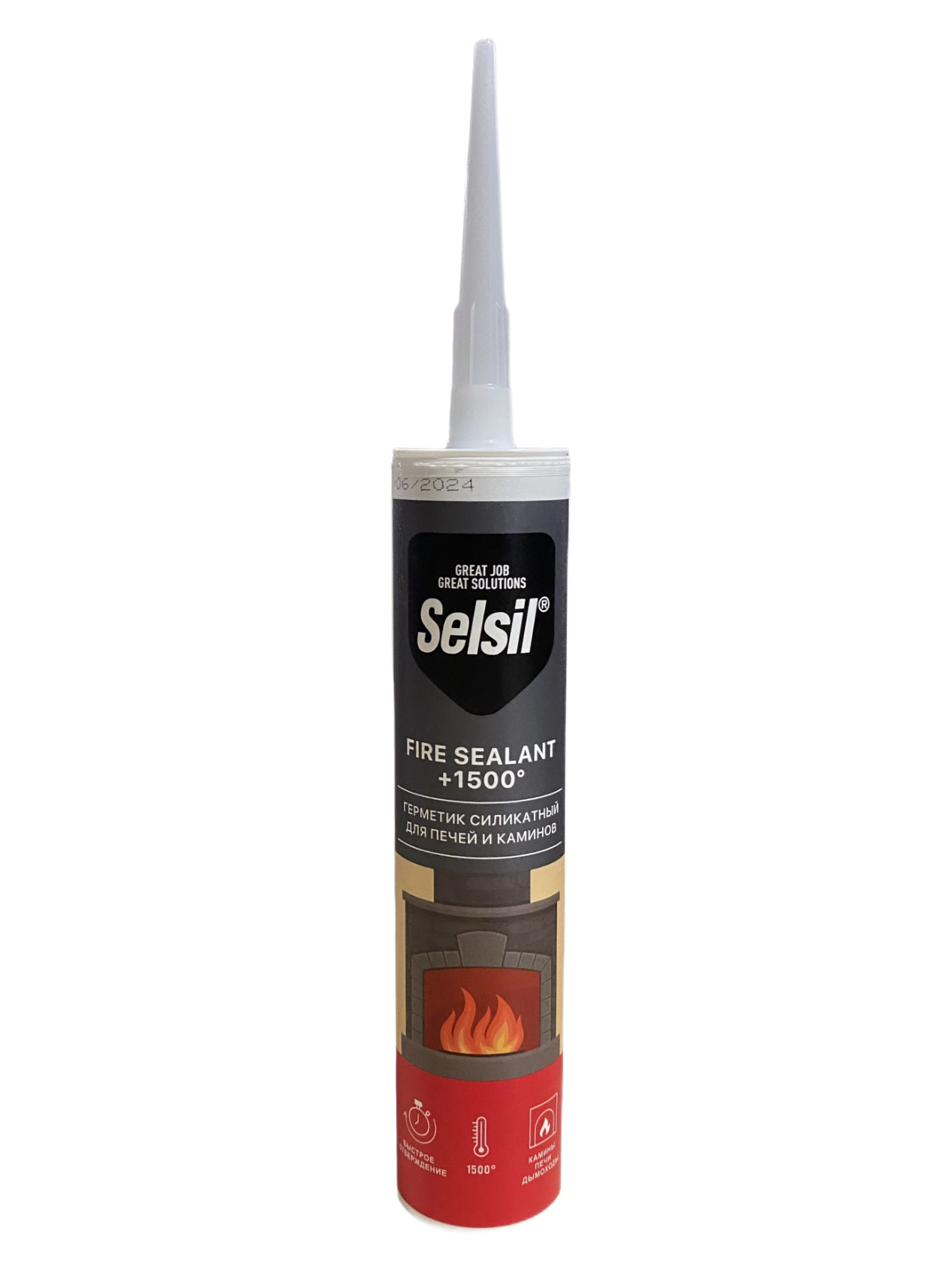 Герметик Selsil Fire Sealant 1500°С для печей и каминов 280 мл., черный, 1 шт.