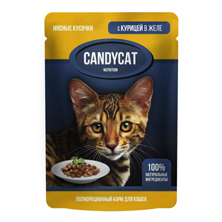 фото Влажный корм candycat курица в желе для кошек 85 г