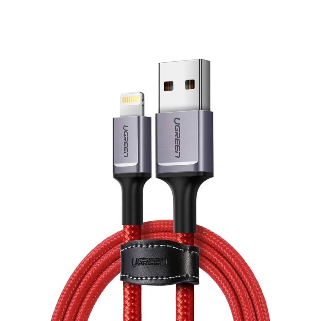 фото Кабель ugreen us293 (80635) usb-a to lightning cable, длина 1 м, красный