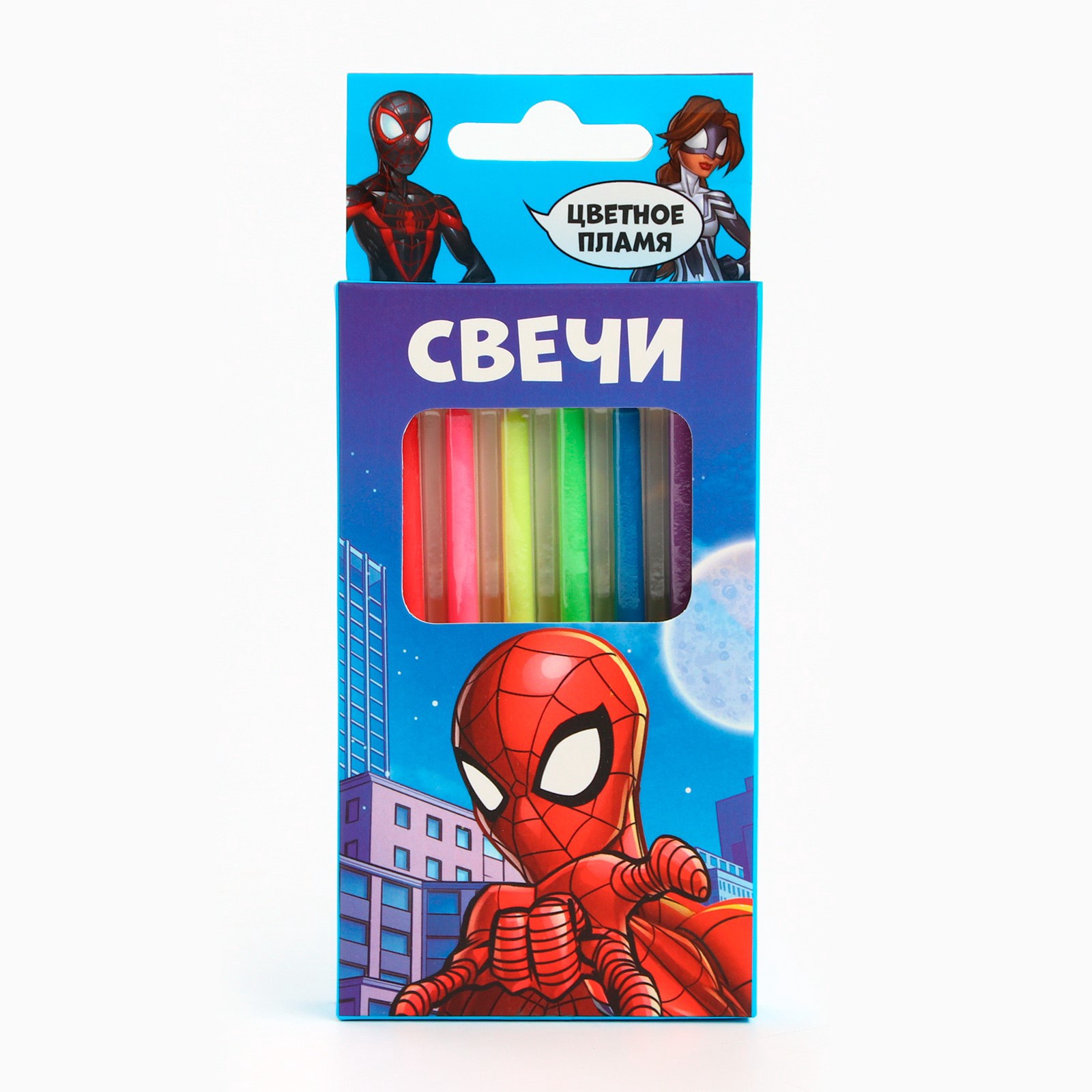 Набор свечей Marvel Человек-Паук 6 штук, с цветным пламенем