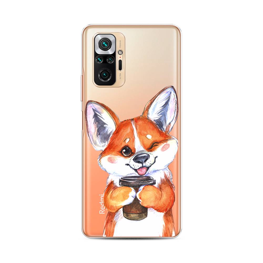 

Чехол на Xiaomi Redmi Note 10 Pro "Корги с кофе", Оранжевый;белый, 310050-4