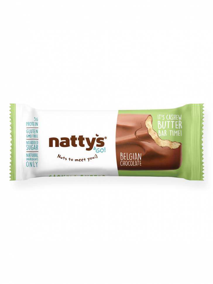 фото Шоколадный батончик nattys&go!® cashew с кешью пастой, покрытый молочным шоколадом, 45 гр