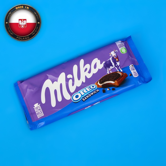 

Шоколадная плитка Milka Oreo Sandwich, 92 г