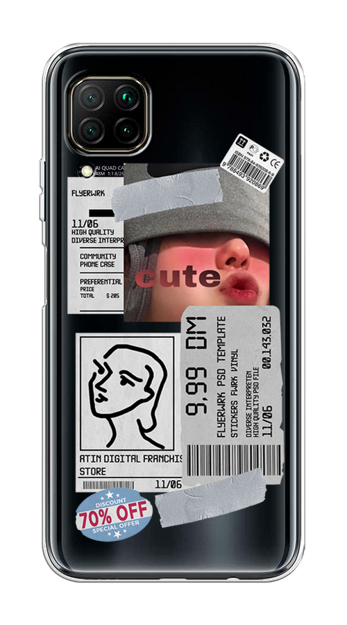 

Чехол на Huawei P40 Lite "Cute girl collage", Розовый;серый;голубой, 611650-6