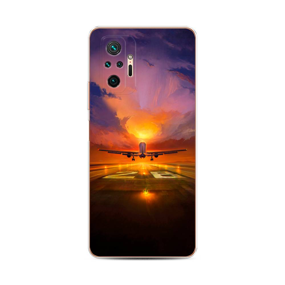 

Чехол на Xiaomi Redmi Note 10 Pro "Самолет на посадке", Оранжевый;синий, 310050-6