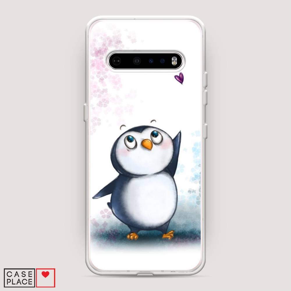 

Чехол Awog на LG V60 ThinQ 5G "Пингвин и сердечко", Белый, 84250-1