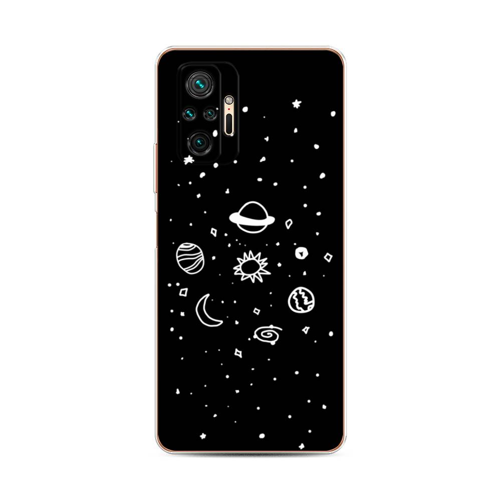 

Чехол для Xiaomi Redmi Note 10 Pro "Дудл солнечной системы", Бежевый;серый, 310050-2