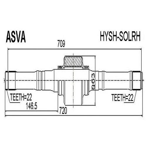 Полуось Правая 22X724x22 ASVA HYSH-SOLRH