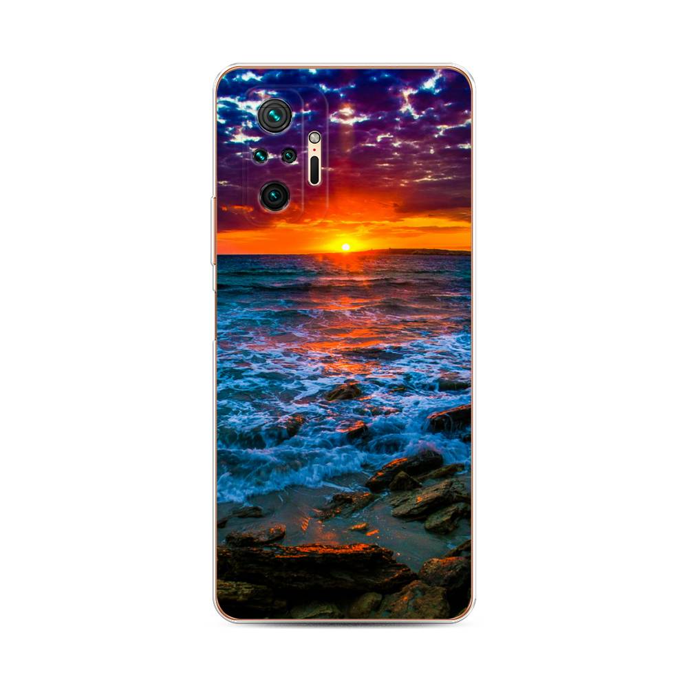 

Чехол на Xiaomi Redmi Note 10 Pro "Закат 1", Оранжевый;синий, 310050-2