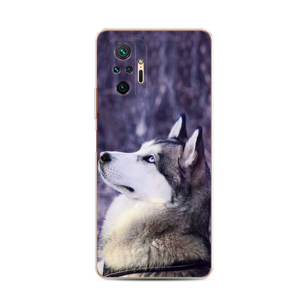 

Чехол на Xiaomi Redmi Note 10 Pro "Хаски 1", Фиолетовый;белый, 310050-1