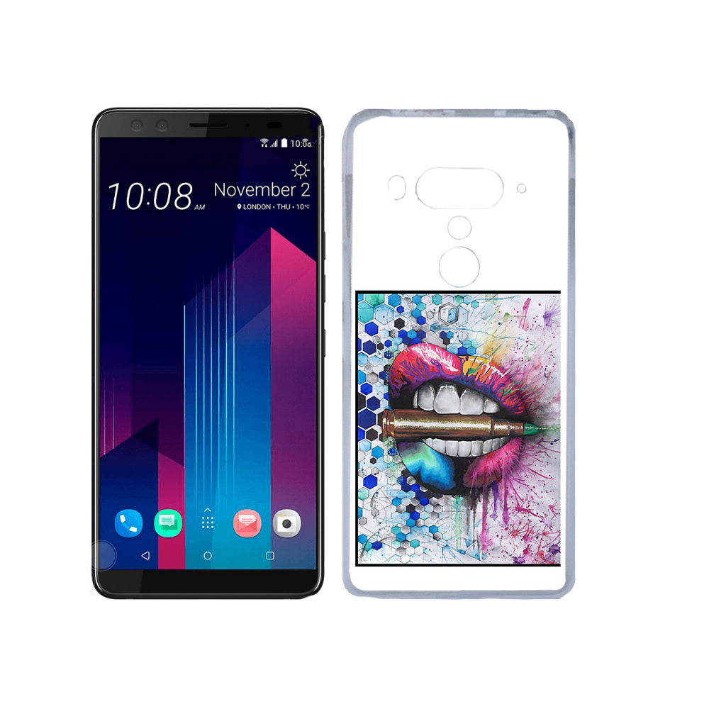 

Чехол MyPads Tocco для HTC U12+ разноцветные губы с пулей, Прозрачный, Tocco