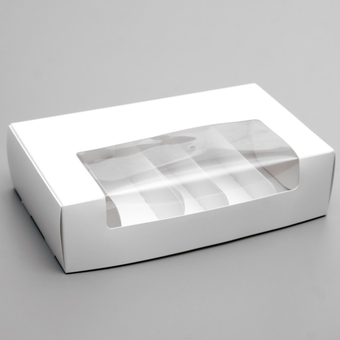 

Моноблок под 5 эклеров целлюлоза с окном, 25,2 х 15 х 7 см (5 шт), Белый