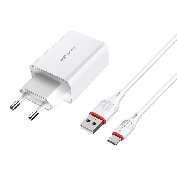 

Сетевое зарядное устройство Borofone BA21A Long journey + кабель Type-C, 3 А, 1 м, белый, BA21A Long journey