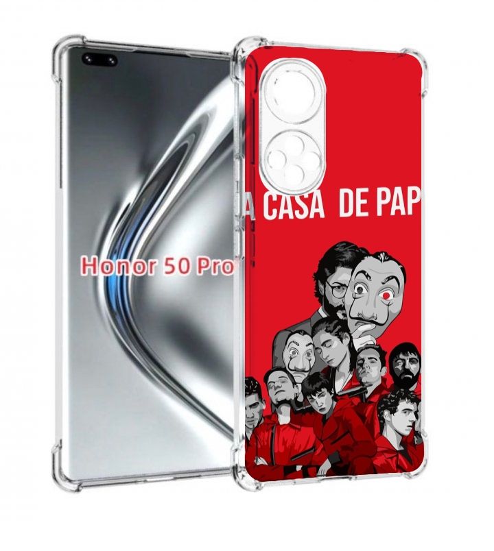 

Чехол бампер MyPads бумажный-дом-команда для Honor 50 Pro, Прозрачный, Tocco
