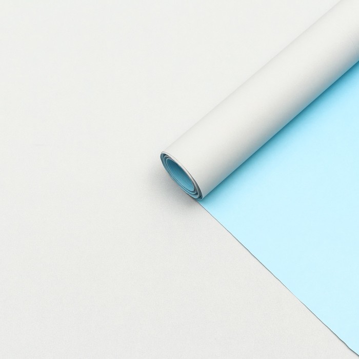 

Бумага упаковочная крафт, двухстороняя .постельно-серый/голубой, 0.68 х10 м, 70 гр/м, Голубой;серый