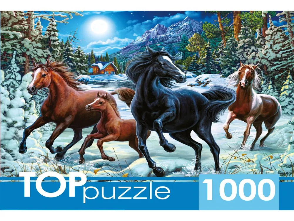 

Пазлы 1000 TOPpuzzle "Зимние лошади", ФТП1000-9851