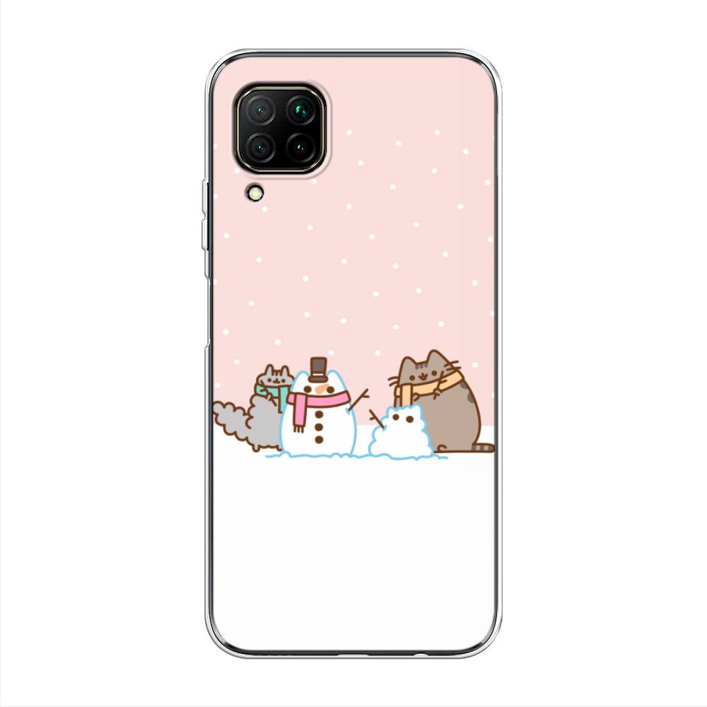 

Чехол на Huawei P40 Lite "Котики в снегу", Розовый;белый;серый, 611650-5
