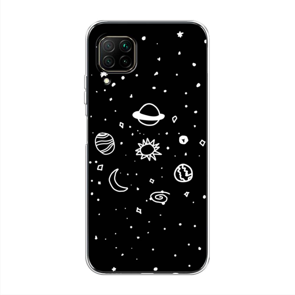 

Чехол на Huawei P40 Lite "Дудл солнечной системы", Бежевый;серый, 611650-2