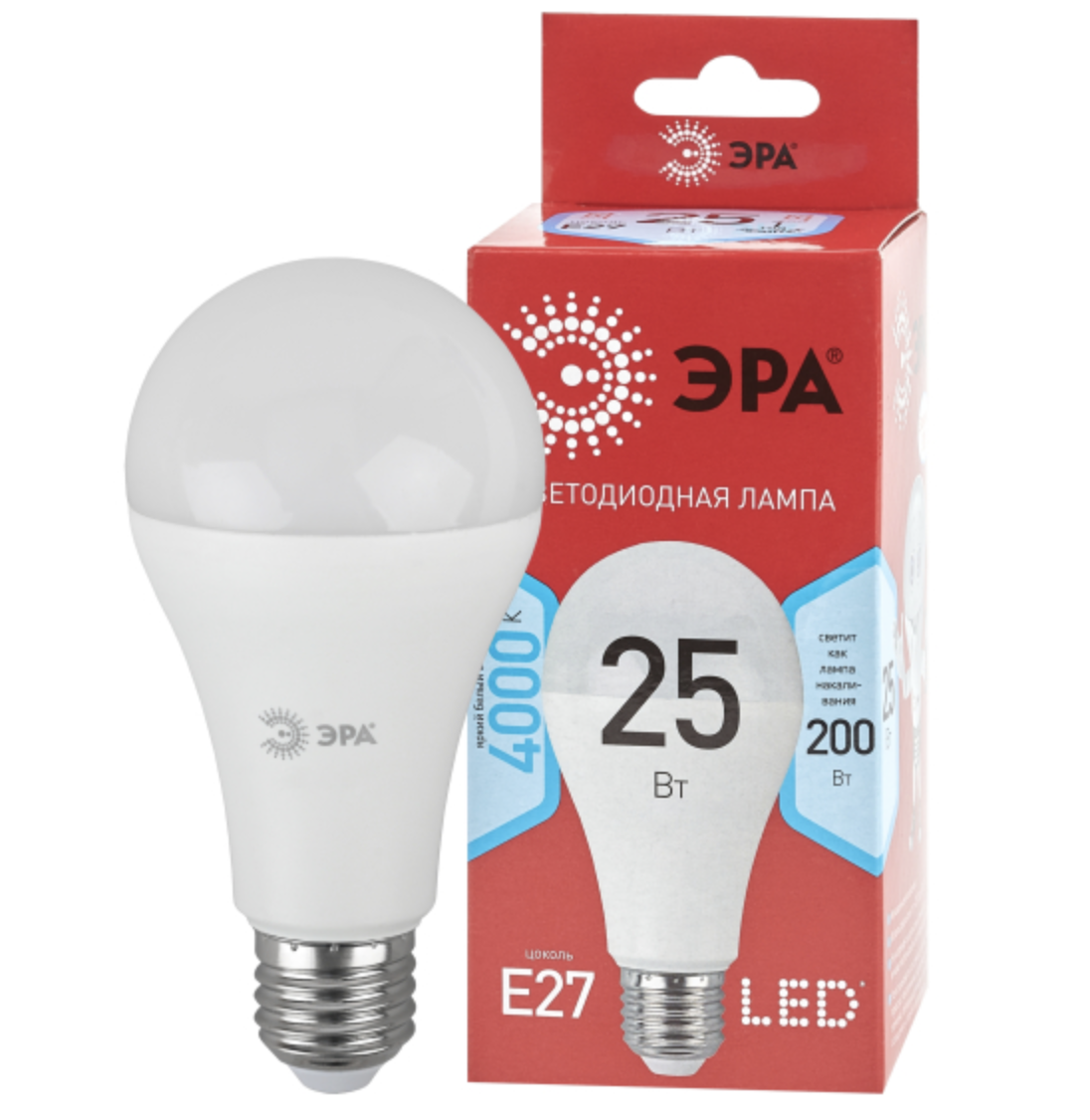

Лампочка ЭРА LED E27 10W 4000K 800lm A60 Фрост 60x110 мм, 99057-800