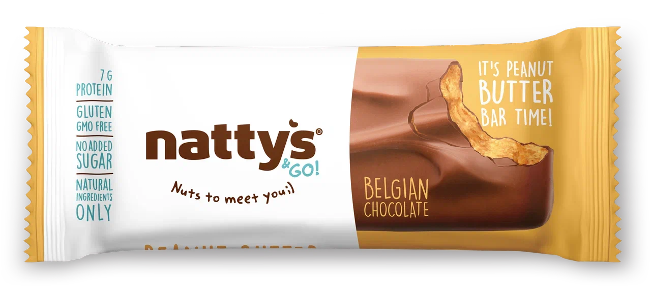 Батончик шоколадный Nattys Go Peanut с арахисовой пастой, в молочном шоколаде, 45 г